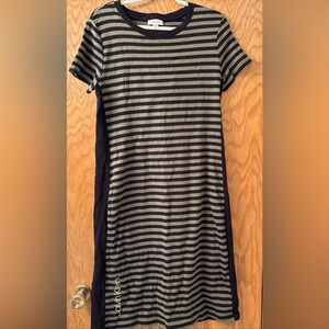 Calvin Klein Black and Olive Striped Dress